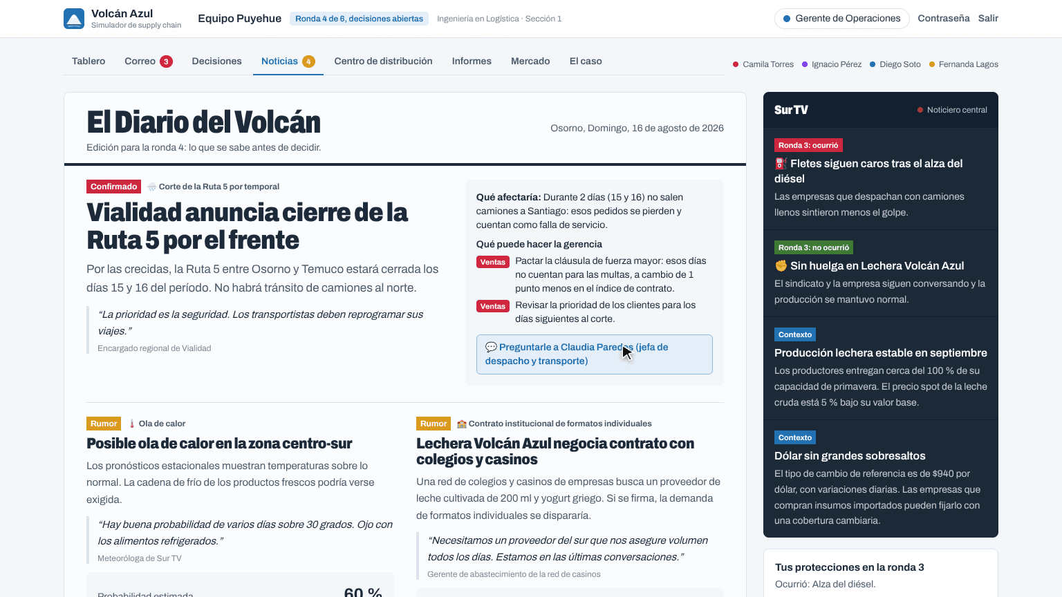 Portada del Diario del Volcán con noticias confirmadas y rumores